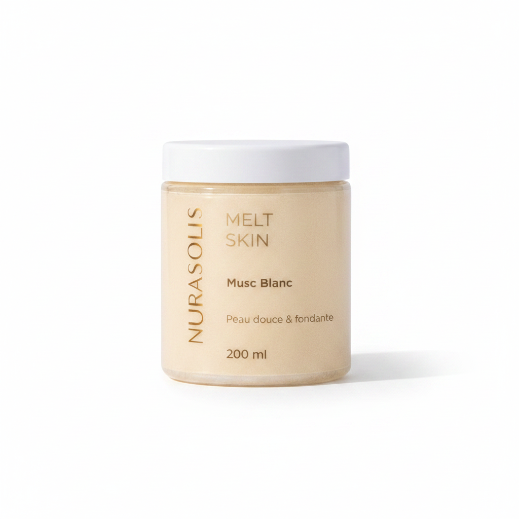 MELT SKIN Musc Blanc fond blanc studio
