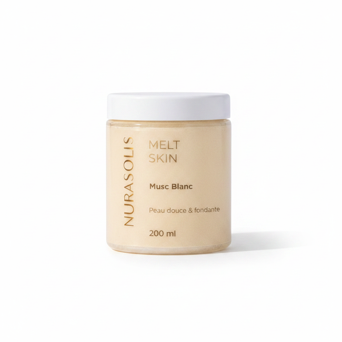 MELT SKIN Musc Blanc fond blanc studio